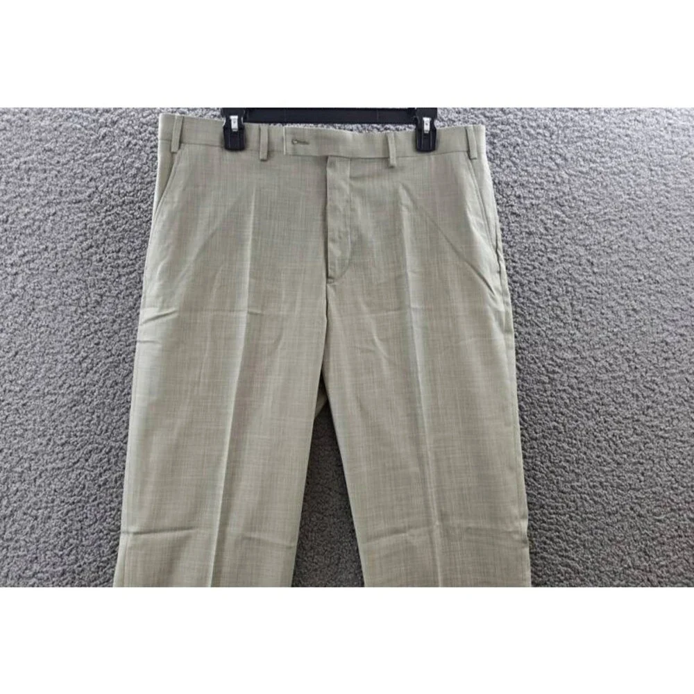 Calvin Klein Slim-Fit Dress Pants Men's 36Wx32L Taupe Solid Zip/Button Closure